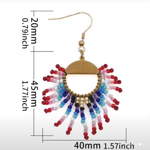 Handmade MIYUKI Chic Beads Tassel Fringe Bohemian Earrings - Picture 3 of 3